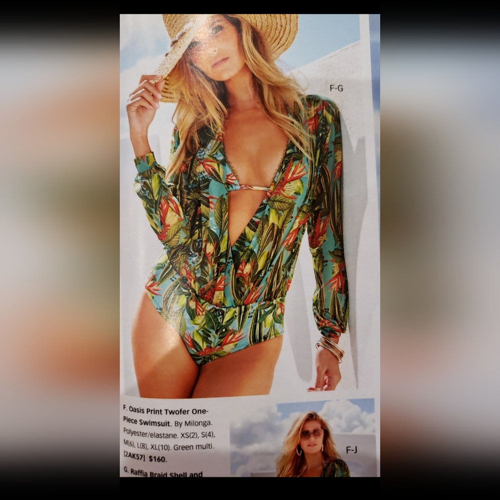 Oasis Print Twofer One-Piece Swimsuit size Medium